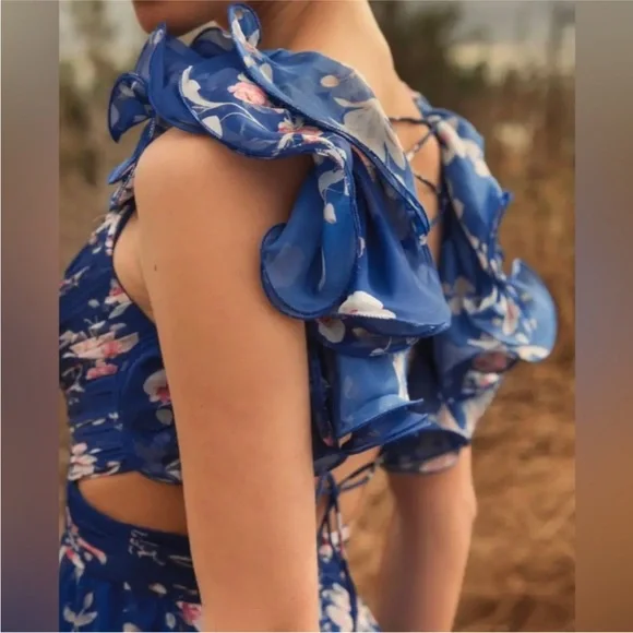 MAC DUGGAL 68520
Indy A-Line Ruffled Back-Lace Chiffon Gown sz 2 - Picture 2 of 5